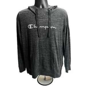 Champion Men’s XL Heathered Black Pullover Hoodie Sweatshirt Embroidered Logo